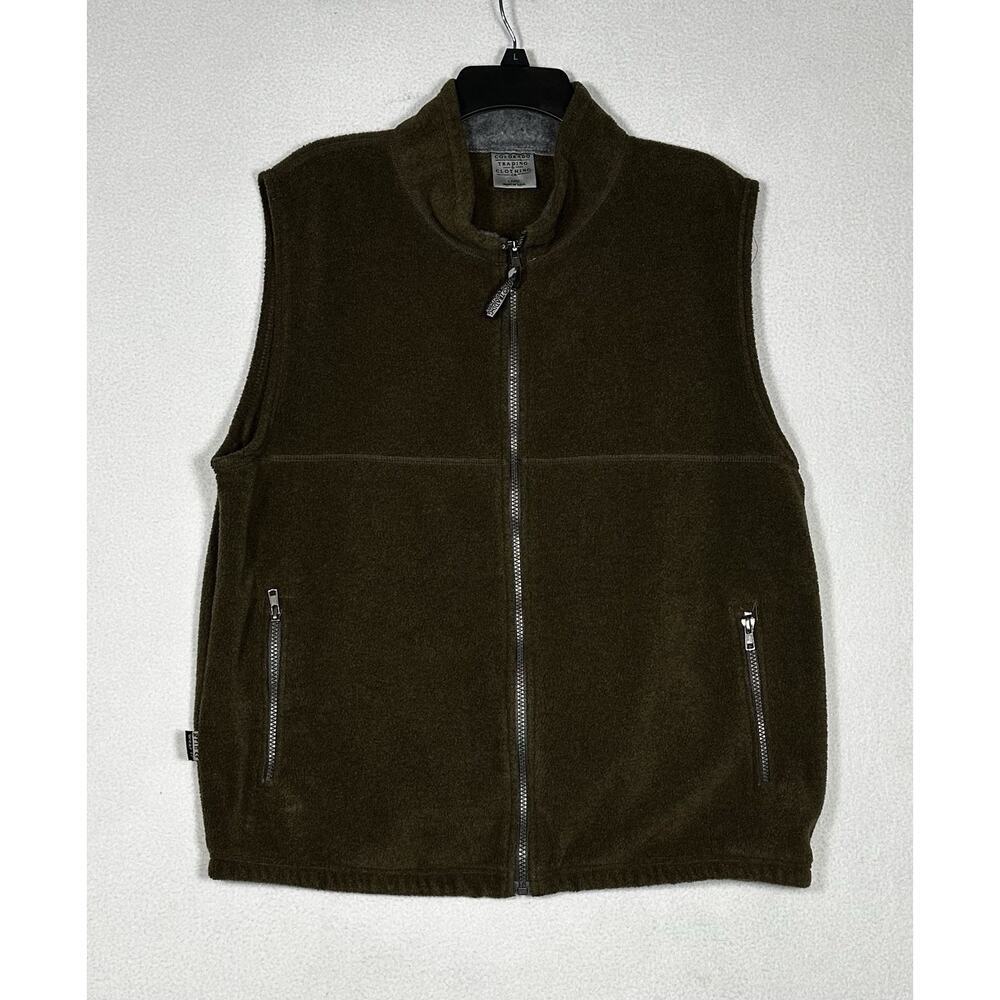 VTG Colorado Trading & Clothing Co Dark Green Fleece Vest Made in USA Mens L